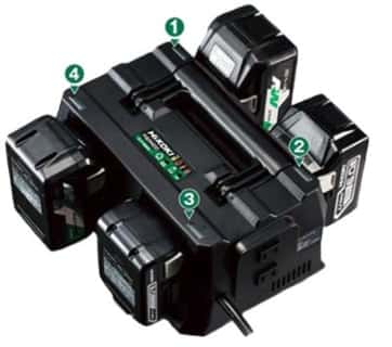 HiKOKI UC18YTSL マルチポート充電器、4つの電池を一度に充電　ACタップ機能も内蔵