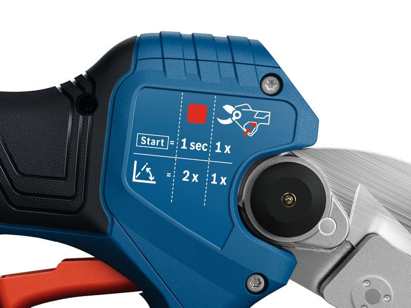 PRO GPC18V-32Pの電源ボタンと刃開口切替の操作表示