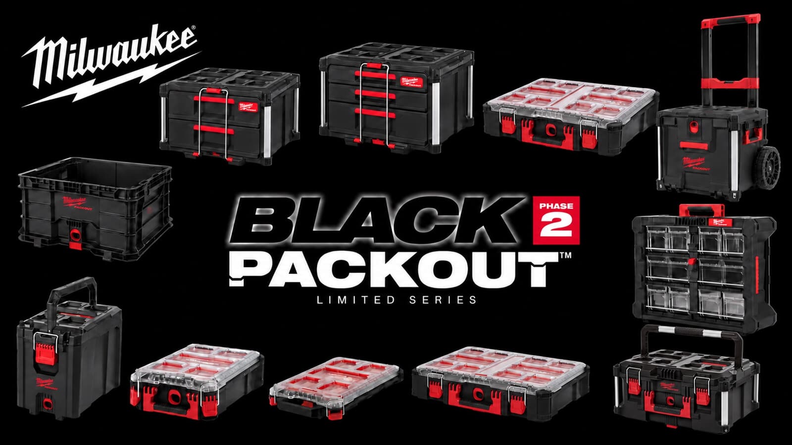 ミルウォーキー BLACK PACKOUT PHASE2、ドロワー仕様を含む全11製品限定色を数量限定販売